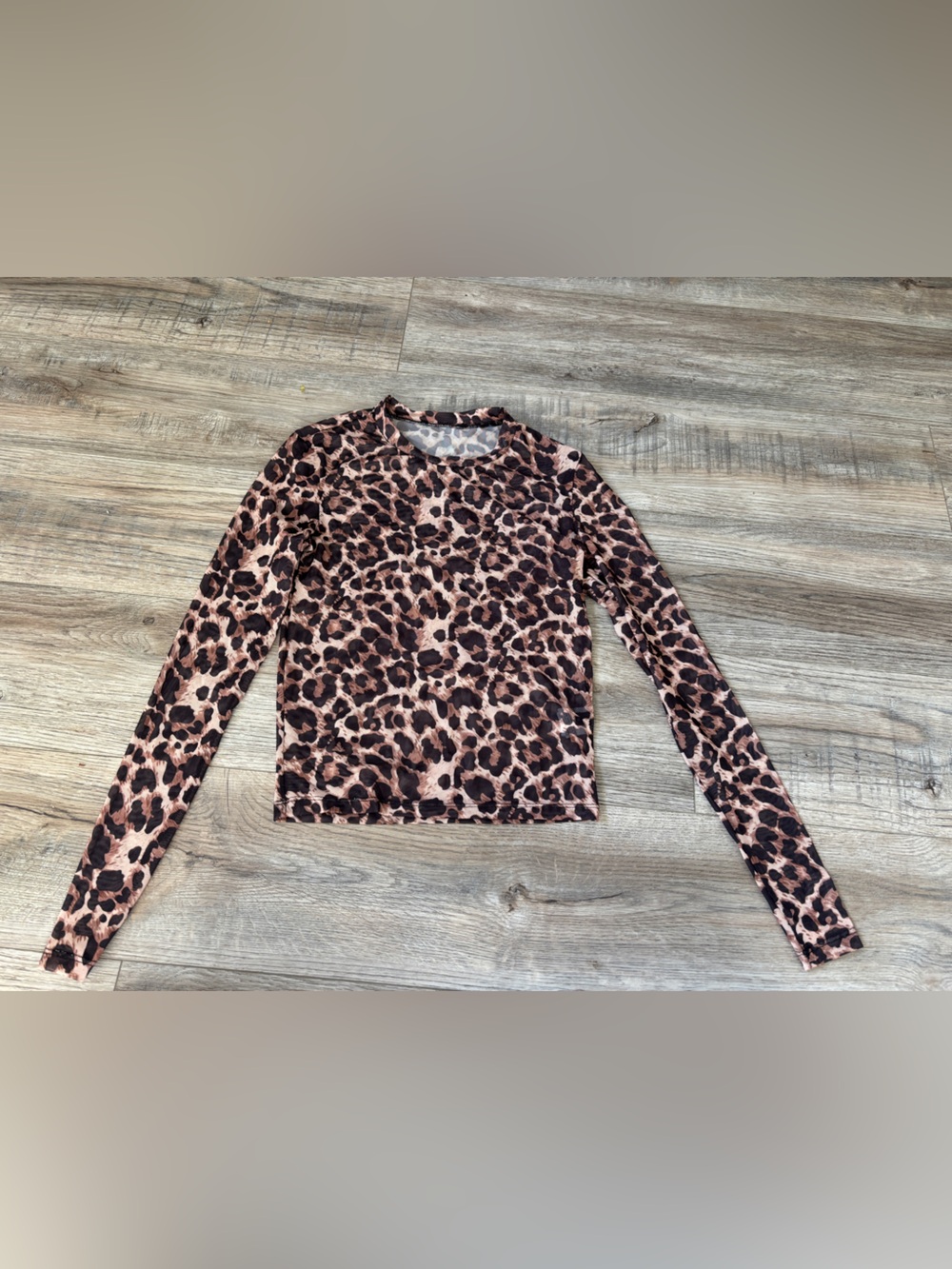 Sheer Women's Leopard Print Long Sleeve Top